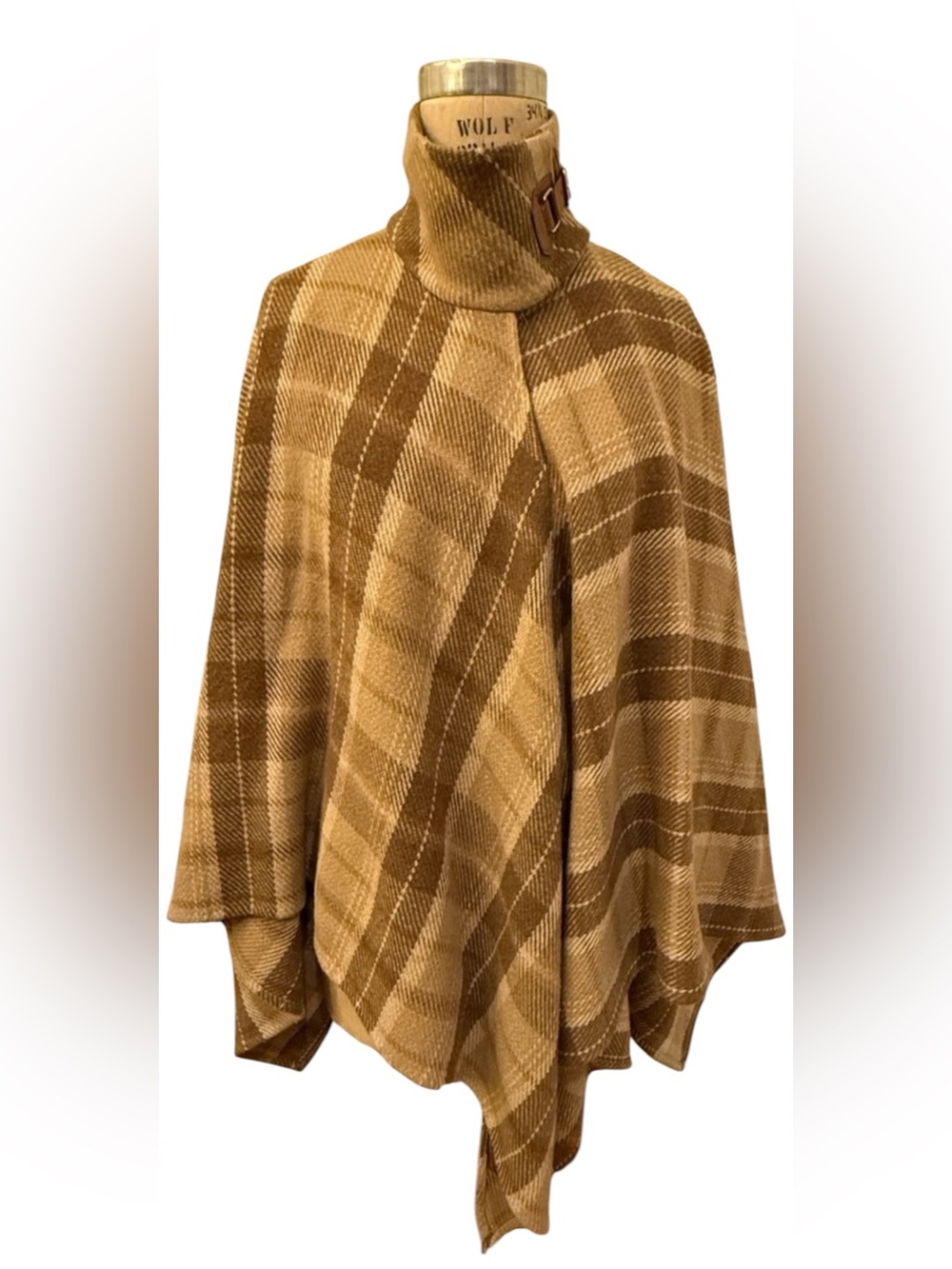 Lauren Ralph Lauren Wool Blend Plaid Poncho Cape Size L/XL